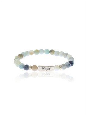 Natural Stone Stretch Prayer Bracelet Hope Charm Inspirational Gift